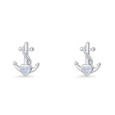 Anchor Cubic Zirconia Stud Earrings